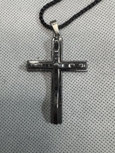 Men's Jesus Cross Necklace Gunmetal Silver Black Chain