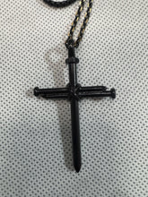 Men's Jesus Cross Necklace Gunmetal Silver Black Chain