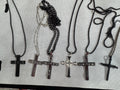 Men's Jesus Cross Necklace Gunmetal Silver Black Chain