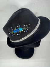 Black Needle Point Fedora With Rose Detail