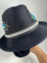 Black Needle Point Fedora With Rose Detail