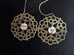 Vintage Style Antique Bronze Swarovski Crystal Drop Earrings