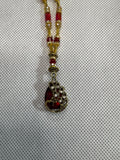 Red Peacock Pendant Necklace: Beaded Vintage Style Jewelry