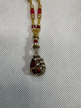 Red Peacock Pendant Necklace: Beaded Vintage Style Jewelry