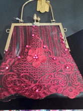 Beaded Embroidered African Lace Leather Evening Bag With Chain
