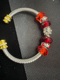 Big Beaded Specialty Silver Rhinestone Metal Bracelet