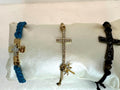 Varied cross bracelets with leather or suede string adjustable bracelets