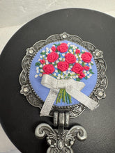 Needlepoint floral folding purse mirror
