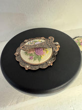 Needlepoint floral folding purse mirror