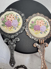 Needlepoint floral folding purse mirror