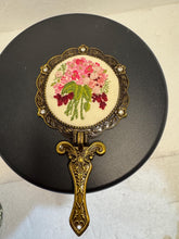 Needlepoint floral folding purse mirror