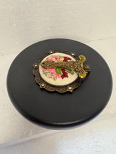 Needlepoint floral folding purse mirror