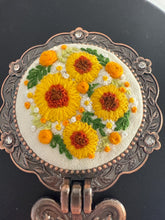Floral Needlepoint Folding Purse Mirror