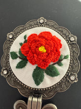 Floral Needlepoint Folding Hand Mirror With Purse
