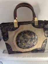 Burbee Creation Unique Snake Print Leather Handbag With Gold Accents