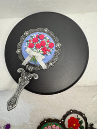 Needlepoint floral folding purse mirror