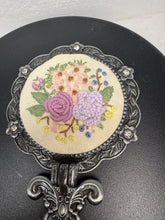Needlepoint floral folding purse mirror