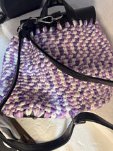 Soft Purple And White Crochet Leather Backpack