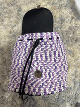 Soft Purple And White Crochet Leather Backpack