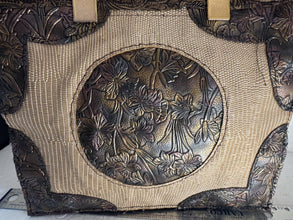 Burbee Creation Unique Snake Print Leather Handbag With Gold Accents