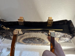 Burbee Creation Unique Snake Print Leather Handbag With Gold Accents