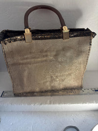 Burbee Creation Unique Snake Print Leather Handbag With Gold Accents