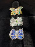 Filigree Butterfly Rhinestone Cuff Bracelet Silver And Gold Vintage